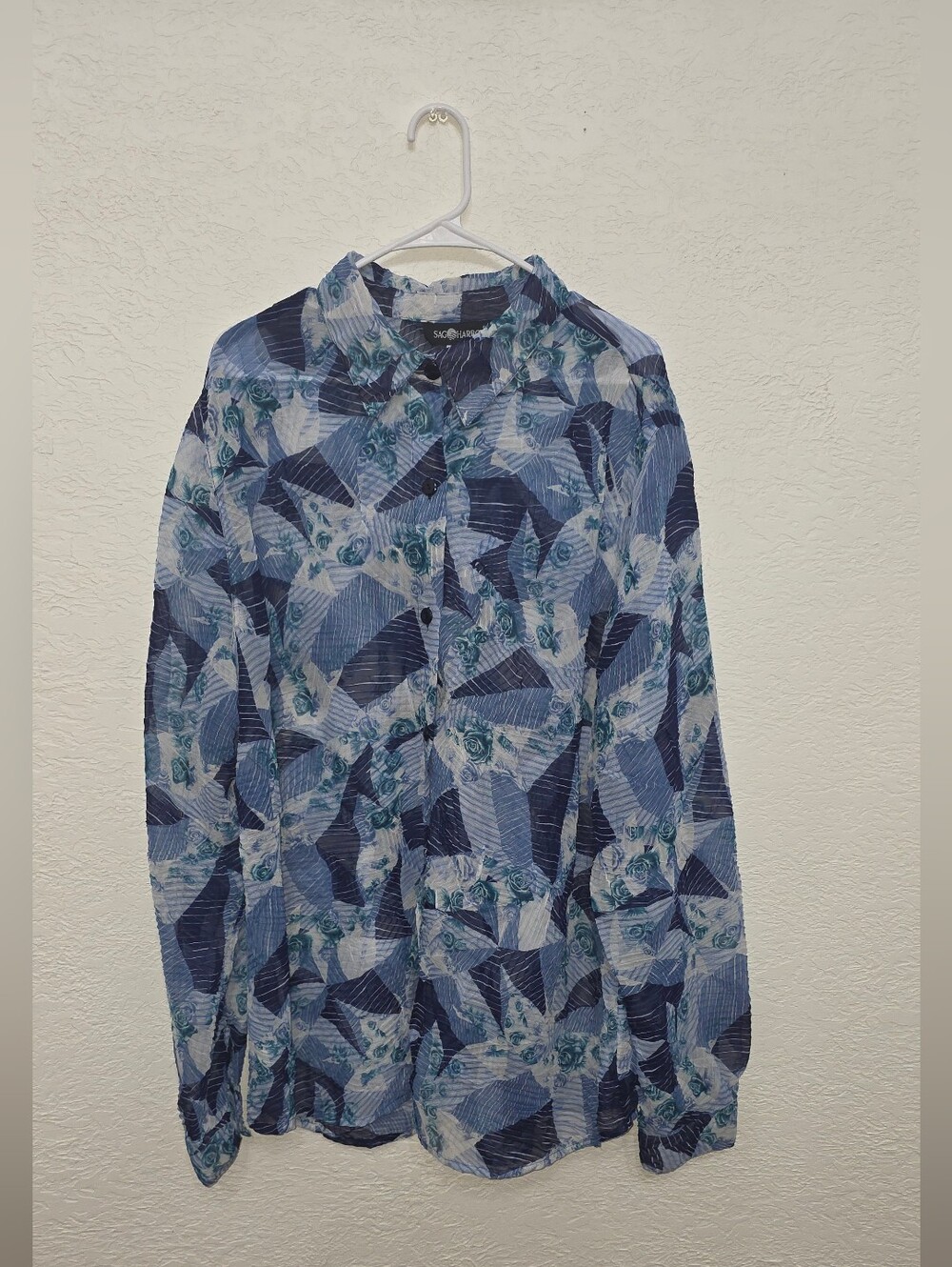 Sag Harbor Blue & Navy Geometric Floral Shirt Jacket
